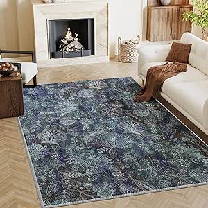 H.VERSAILTEX Paisley Floral Vintage Area Rug - 4x6 Soft Bedroom Rug Machine Washable Entryway Mat, Non Slip Pet Friendly Indoor Floor Accent Carpet for Bathroom Mudroom Basement Studio