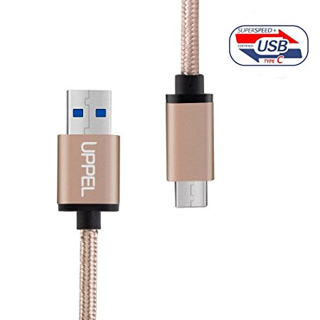 UPPEL USB 3.1 Type C to USB 3.0 A Male Cable Nylon Braided Higher Speed Charging and data transferring Reversible for Google Nexus 6P Nexus 5X Oneplus 2 Lumia 950 950XL and Other Type-C Devices (Gold)