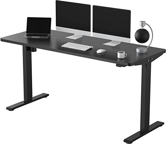 FLEXISPOT EC1 Essential Height Adjustable Desk Electric Sit Stand Desk Home Office Table Standing Desk (EC1 Classic 60x24 Black Black)