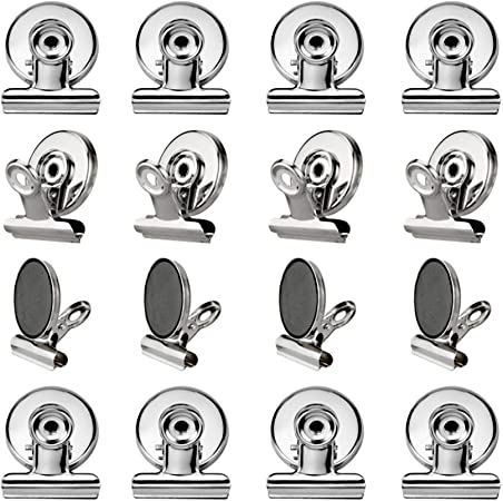 GRTARD Magnetic Clips 16 Pack Magnetic Hooks Clips Strong Refrigerator Magnets Clips, Fridge Magnets Clips, Whiteboard Magnetic Clips-30mm Wide