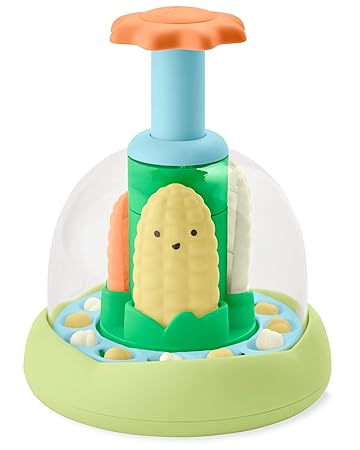 Skip Hop Press & Spin Baby Toy, Farmstand What's Poppin Corn Spinner