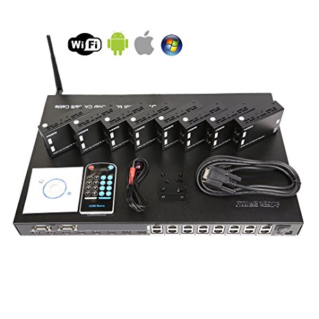 J-Tech Digital 8x8 HDMI 1080P Matrix Switcher Extender Full HD 8 Displays via Cat5/6 Cable Supports EDID HDCP WiFi Control