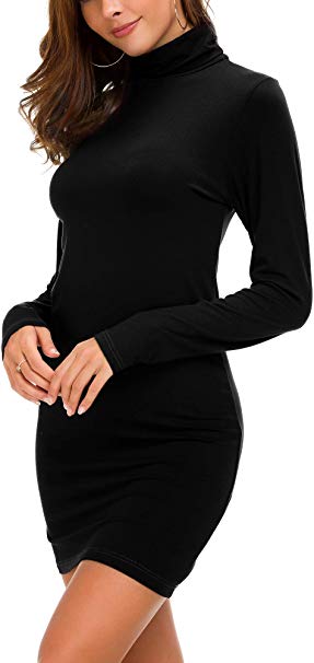 Urban CoCo Women's Long Sleeve Turtleneck Bodycon T-Shirt Dress