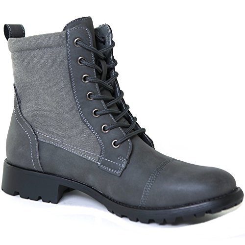 Alpine Swiss Men's Combat Boots Lug Sole Canvas Trim Field Shoes