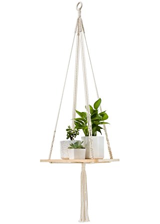 Mkono Macrame Shelf Hanging Planter Home Decor 45 Inches