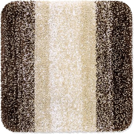 OLANLY Luxury Bathroom Rug Mat 16x16, Extra Soft and Absorbent Microfiber Bath Rugs, Non-Slip Plush Shaggy Bath Carpet, Machine Wash Dry, Bath Mats for Bathroom Floor, Tub and Shower, Brown