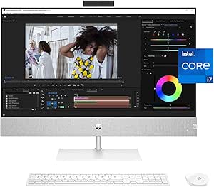 HP Pavilion 27 inch All-in-One Desktop PC, FHD Display, 13th Generation Intel Core i7-13700T, 16 GB RAM, 256 GB SSD, 1 TB HD, Intel UHD 770 Graphics, Windows 11 Home, 27- ca2080 (2023)