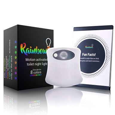 Motion Sensor Toilet Night Light by RainBowl   Gift Book with Fun Facts [Exclusive Bundle] - Safety & Comfort - Best Potty Training Hack - Perfect for Your Smart Home