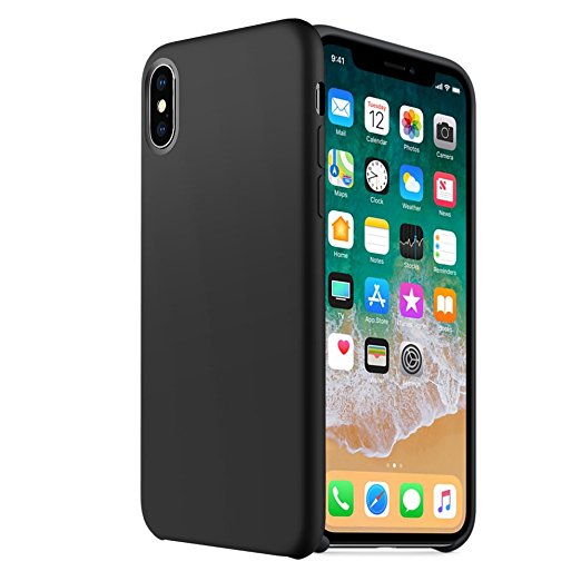 iPhone X case, Moleboxes iPhone 10 Silicone Slim Fit Rugged Case Heavy Duty Protection Shockproof Soft Touch Drop Protection Anti-Scratch (Black)
