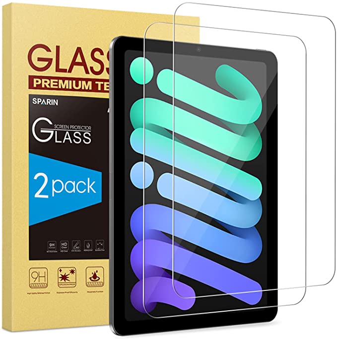 SPARIN 2 Pack Screen Protector Compatible with iPad Mini 6 (6th Generation 2021) 8.3 inch, Tempered Glass Compatible with Apple Pencil, 9H Hardness, High Definition