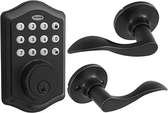 Honeywell Digital Deadbolt with Passage Lever, Matte Black, 8734505