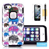 iPhone 5 Case iPhone 5S Case TradekmkTM Brand New Latest Fashion Glossy In-Mold DecorationIMD TPU Gel Hybrid Bumper Durable Hard Back Case CoverGray WavesColorful Cartoon Elephants Compatible with Apple iPhone 55S5GStylusScreen ProtectorCleaning Cloth-Black