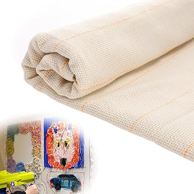 40" × 40" Large Overlocking Tufting Cloth with Marked Lines- Primary Monk's Cloth Punch Needle Fabric for DIY Rug-Punch Tufting Gun