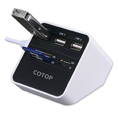Cotop High Speed All-in-1 USB 2.0 Card Reader USB Hub 3*USB MS/SD/M2/TF Card Reader 7 Slots USB Combo (USB 2.0)