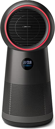 Philips 3-in-1 Purifier, Fan and Heater 2000 Series, Purifies rooms up to 42 m² 165 m³/h clean air rate (CADR) HEPA & Active Carbon filters, AMF220/35, Black