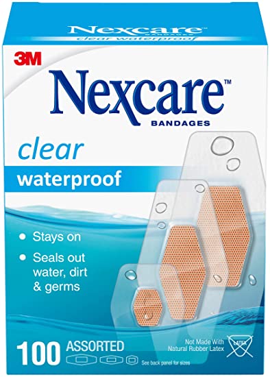 Nexcare Waterproof Bandages, Hypoallergenic, Family Pack, 100 Count, Assorted Sizes, Tan