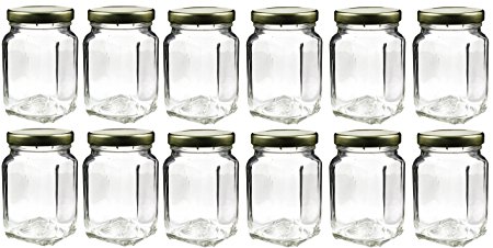 12 Pack of 6oz Square Victorian Jars, Bulk Value Pack of Square Glass Jars with Screw-On Lids, Ideal for Spice Storage, Wedding and Party Favors, DIY Projects & More! (Set of 12)
