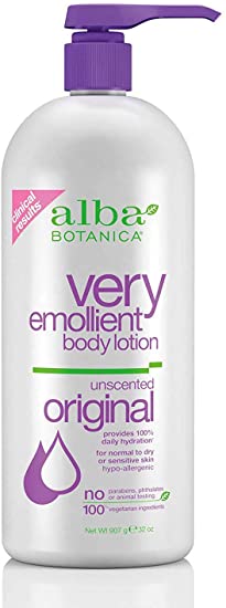 Alba Botanica Very Emollient Body Lotion, Unscented, 32-Ounce Bottle