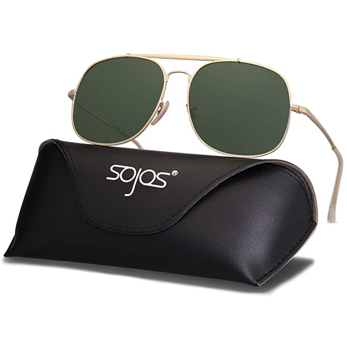 SOJOS Classic Aviator Polarized Square Sunglasses for Men and Women Mirrored Lens COLONEL