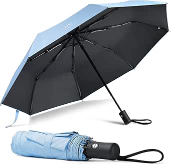 Vicloon Windproof Travel Umbrella, UV Blocked Umbrella, Compact, Light, Strong and Portable - Wind Resistant, Folding Backpack Umbrella for Rain - Men and Women