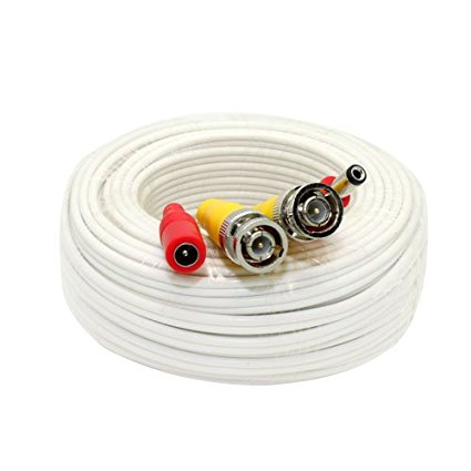 GW Security 60 Feet Pre-made Siamese All-in-One BNC Video and Power Cable for CCTV Security Camera System