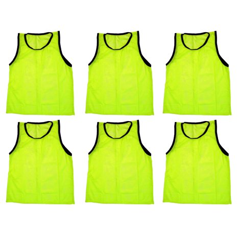 BlueDot Trading 6 yellow adult sports pinnies-6 scrimmage training vests