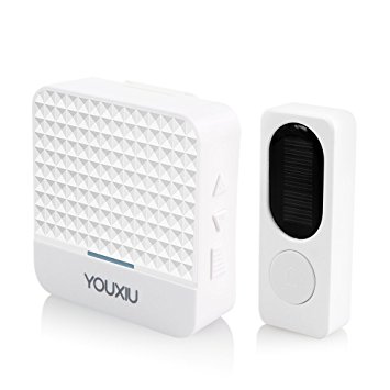 YOUXIU Wireless Doorbell Operating at 980 Feet Range with 52 Chimes, Waterproof, No Batteries Required for Receiver, (White)