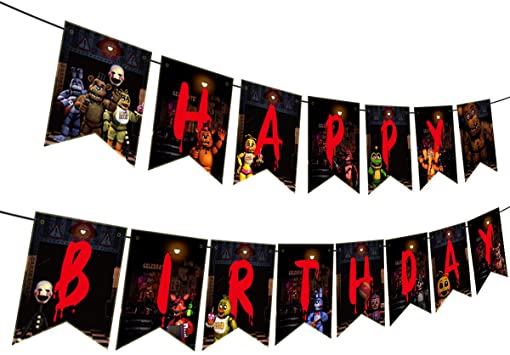 Five Nights at Freddy birthday banner, Five Nights at Freddy theme party supplies
