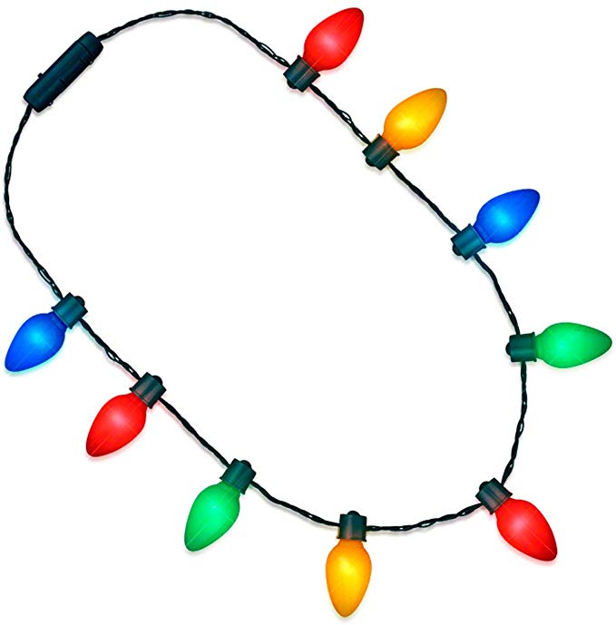 FlashingBlinkyLights Light Up Christmas String Light Bulb Necklace for Ugly Xmas Sweater Parties