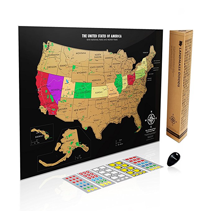 Scratch Off US Map with National Parks. Made in The USA. by Landmass