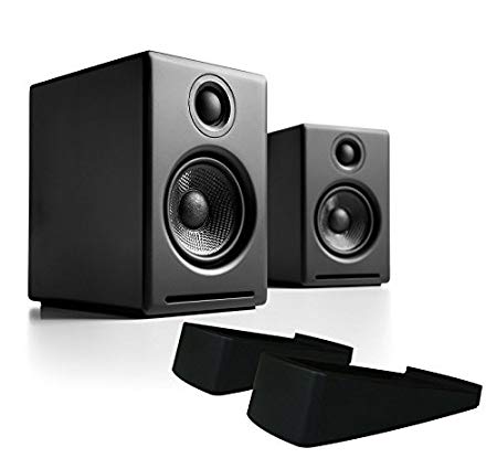 Audioengine A2  Powered Desktop Speaker Package (Black) with DS1 Desktop Speaker Stands Bundle