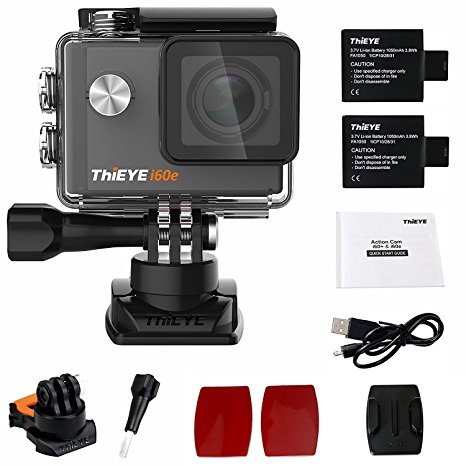 ThiEYE Original i60e 4K Wifi Action Camera 2" HD Screen 197FT Waterproof Video Black Sport Cam 170 Wide Angle APP Control with Full Accessories