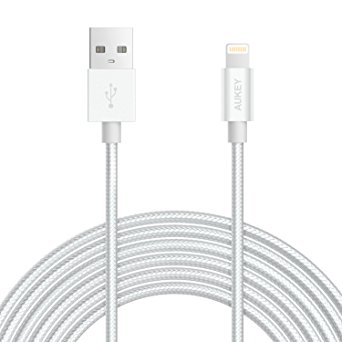 AUKEY Lightning Cable with 6.6ft Nylon Braided [Apple MFi Certified] for iPhone 7, 7 Plus, 6S, 6 Plus, iPad Pro and More