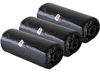 W&S Flat Type Biodegradable Trash Garbage Rubbish Black Bags 5 Gallon, 150 counts, 50 bags*3 rolls