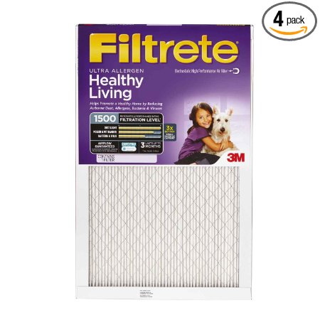 Filtrete Healthy Living Ultra Allergen Reduction Filter, MPR 1500, 12 x 12 x 1-Inches, 4-Pack