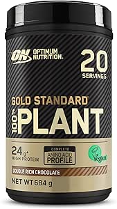 Optimum Nutrition Gold Standard, protéines en poudre 100% végétales pour hommes et femmes, shake protéiné végétalien, après le sport ou à tout moment de la journée, goût chocolat, 19 portions, 684g