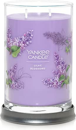 Yankee Candle Lilac Blossoms Scented, Signature 20oz Large Tumbler 2-Wick Candle, Over 60 Hours of Burn Time