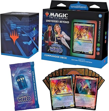 Magic The Gathering Doctor Who Commander Deck – Paradox Power (100-Card Deck, 2-Card Collector Booster Sample Pack   Accessories)