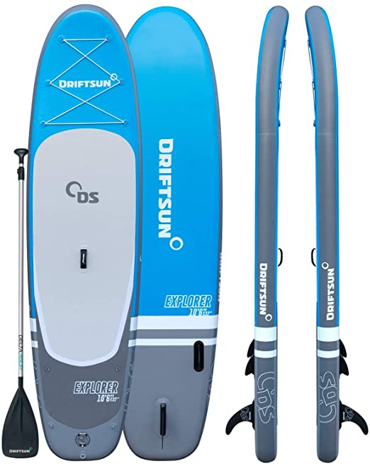 Driftsun Explorer Stand Up Paddleboard 10 ft ISUP with Travel Backpack, Paddle, Leash (32 Inches Wide)