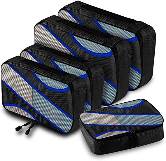 ANRUI Packing Cubes, 5-pcs Travel Organizer Accessories, 3 Various Sizes Travel Luggage Packing Organizers …