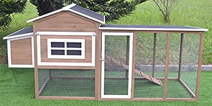 Omitree Large 87" Wood Chicken Coop Backyard Hen House 4-6 Chickens Nesting Box & Run