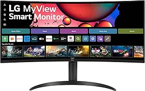 LG Electronics 34SR65QC-B.AEU UltraWide Curved QHD Monitor 34" (86,42cm), 3440 x 1440, 21:9, 5 ms GtG, 100 Hz, webOS, Flicker Safe - Schwarz