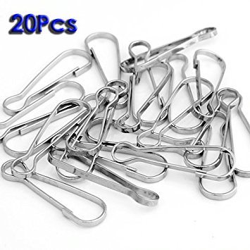 TOOGOO(R) 20 X Metal Lanyard Snap Spring Clips Hooks Findings DIY 1.5x0.47"