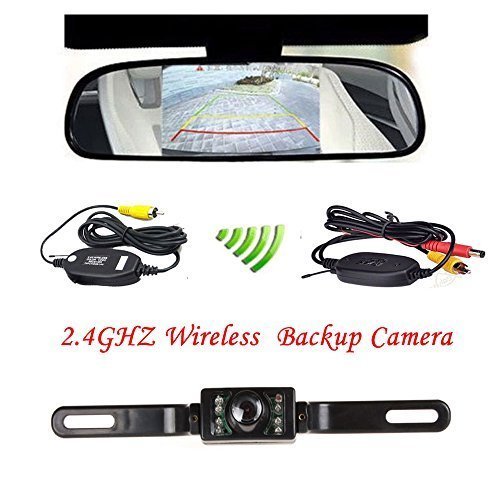 Podofo 43 Car TFT LCD Mirror Monitor Wireless Reverse Car Rear View Backup Camera Kit Black