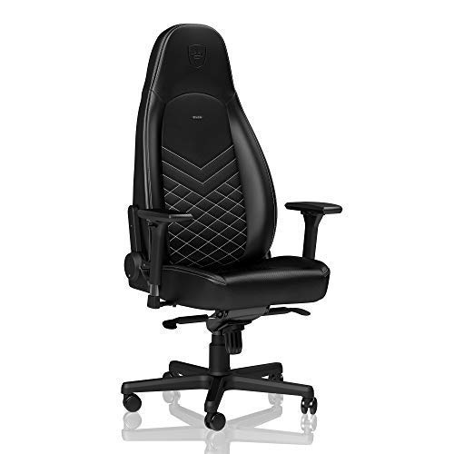 noblechairs ICON Gaming Chair - Office Chair - Desk Chair - PU Leather - Ergonomic - Cold Foam Upholstery - 150kg - Racing Seat Design - Black/White