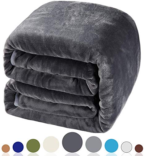 Balichun Soft Fleece Twin Blanket Winter Warm Brushed Flannel Blankets All Season Lightweight Thermal Throw for Bed, Sofa or Couch Dark Grey 66"x90"