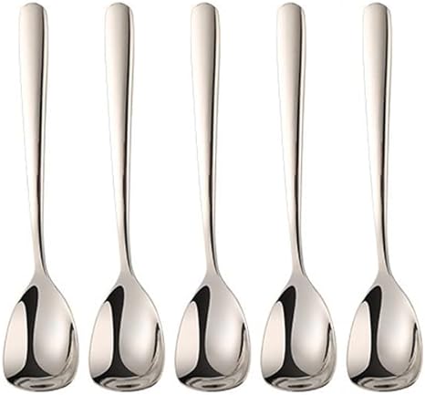 Wenkoni Small Ice Cream Spoons, Dessert Spoons,Shovel Cake Spoons 18/8 (SUS 304) Stainless Steel 5.9inch spoons,5 pcs Set