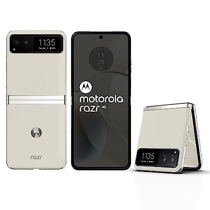 Motorola razr 40 (Vanilla Cream, 8GB RAM, 256GB Storage) | External AMOLED Display | 6.9" AMOLED 144Hz Display | 64MP Main Camera | Android 13