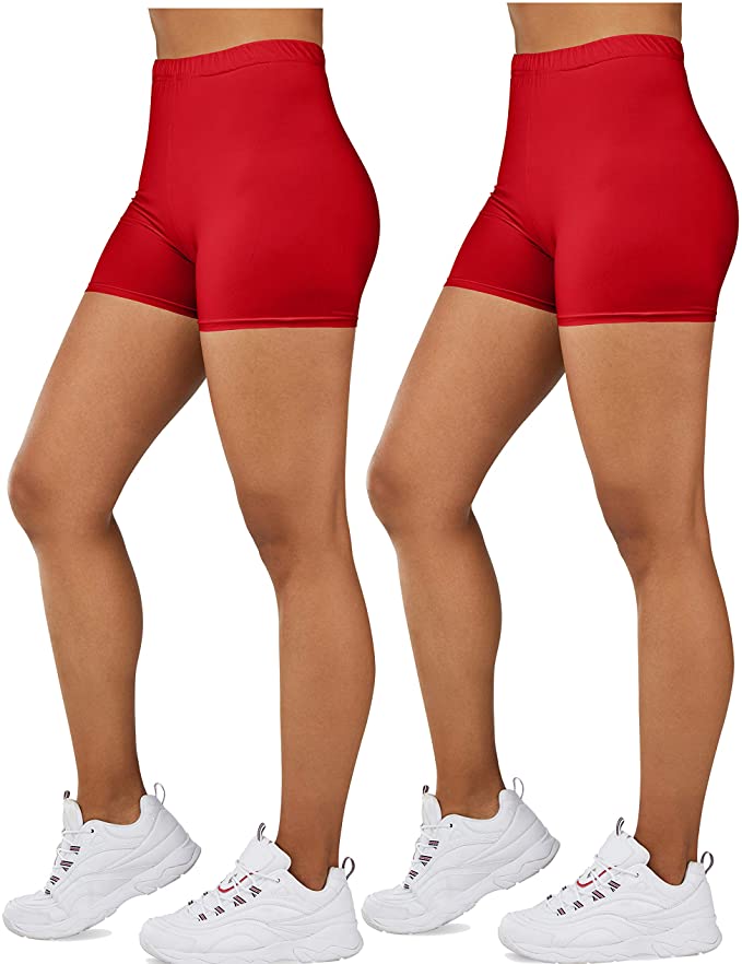 Gilbin Ultra Soft High Waist Yoga Stretch Mini-Bike Shorts for Women-Many Colors-One Size & Plus Size