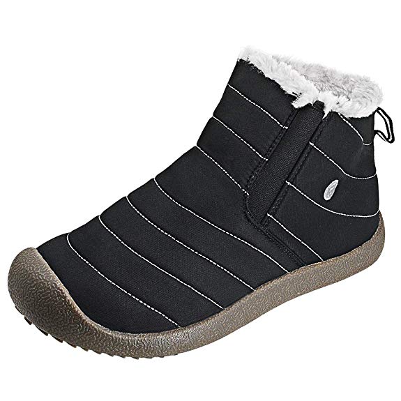NEW-Vi Winter Snow Boots,Warm Ankle Boots Slip-on Water Resistant Booties Men Women,Lightweight Winter Shoes Full Fur